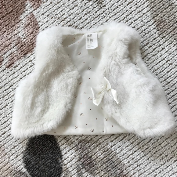 baby white fur vest